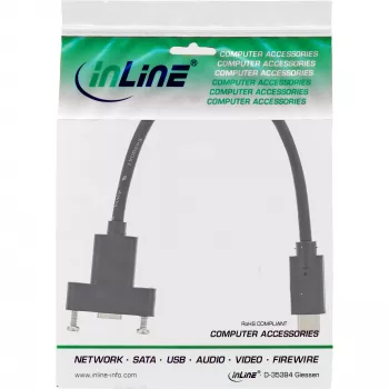 InLine καλώδιο USB 3.2 Gen.2 Type-C βύσμα αρσενικό / υποδοχή θηλυκή με φλάντζα, μαύρο, 0,20 m