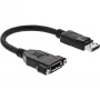 InLine καλώδιο DisplayPort βύσμα αρσενικό σε υποδοχή θηλυκή με φλάντζα 0,2 m, μαύρο