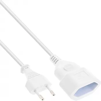 InLine καλώδιο επέκτασης ρεύματος Europlug Type C βύσμα αρσενικό/υποδοχή θηλυκή, λευκό, 5 m