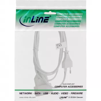 InLine καλώδιο επέκτασης ρεύματος Europlug Type C βύσμα αρσενικό/υποδοχή θηλυκή, λευκό, 5 m