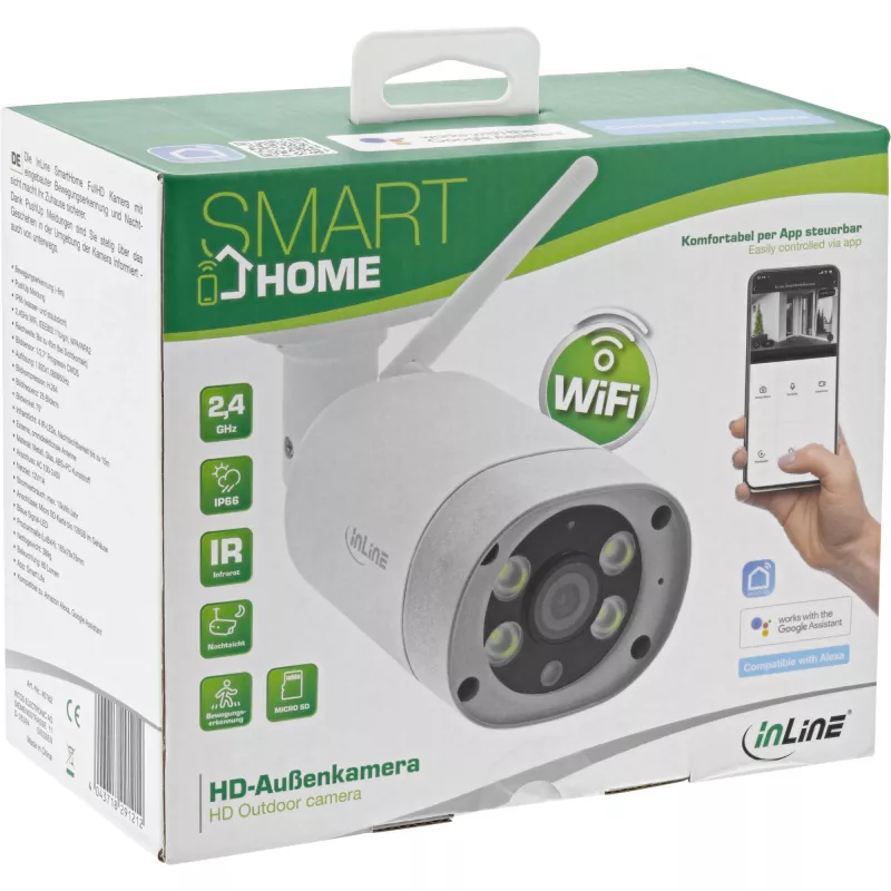 InLine SmartHome HD εξωτερική κάμερα με φως LED, IP66