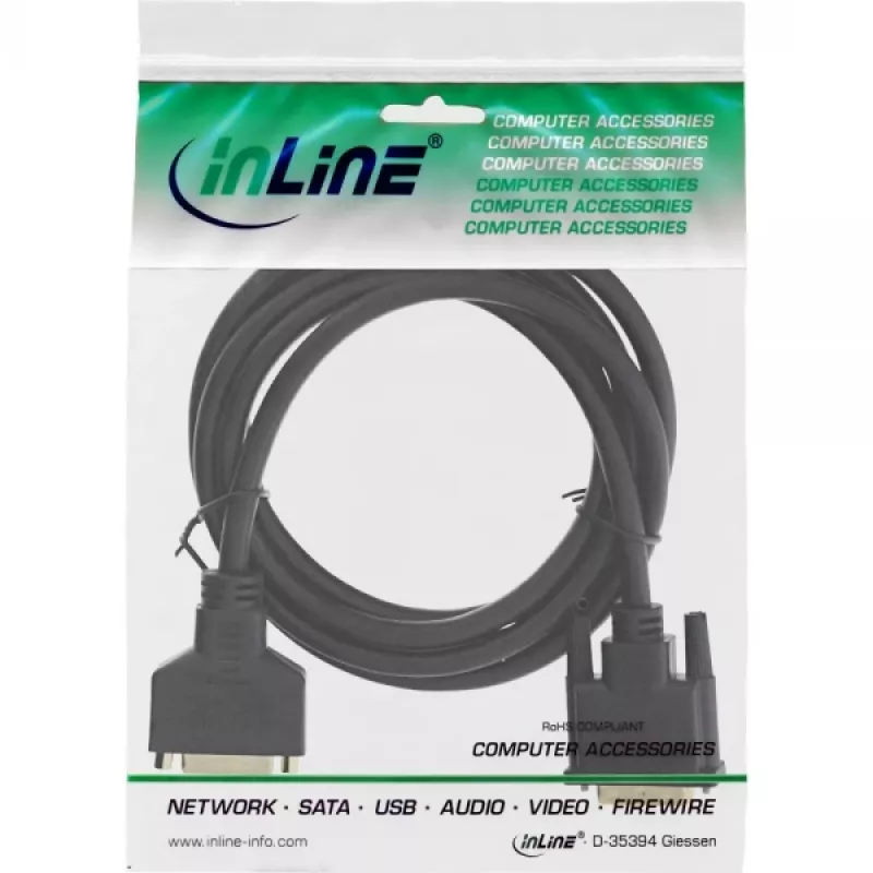 InLine Καλώδιο DVI-D Premium 24+1 αρσενικό σε θηλυκό Dual Link επιχρυσωμένο 2m