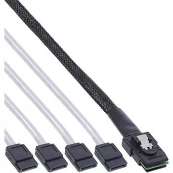 InLine Καλώδιο SAS, Mini SAS SFF8087 σε 4x SATA, Crossover, OCF, 0,50 m