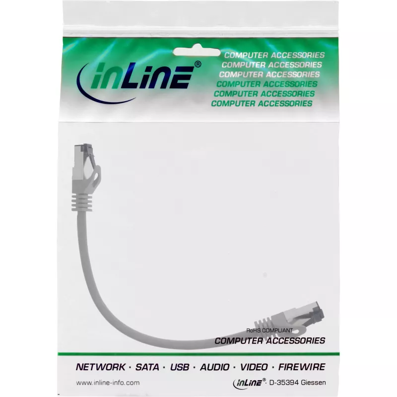 InLine Καλώδιο Patch, S/FTP (PiMf), Cat.8.1, 2000MHz, χωρίς αλογόνα, γκρι, 0,3m