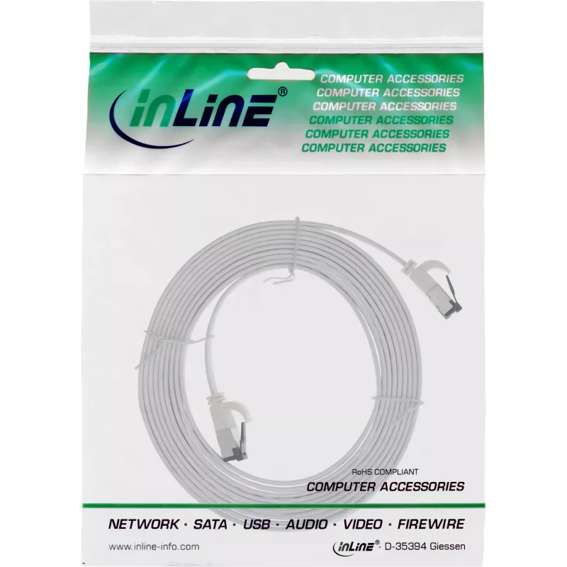 InLine Patchkabel επίπεδο, U/FTP, Cat.8.1, TPE χωρίς αλογόνα, λευκό, 2m