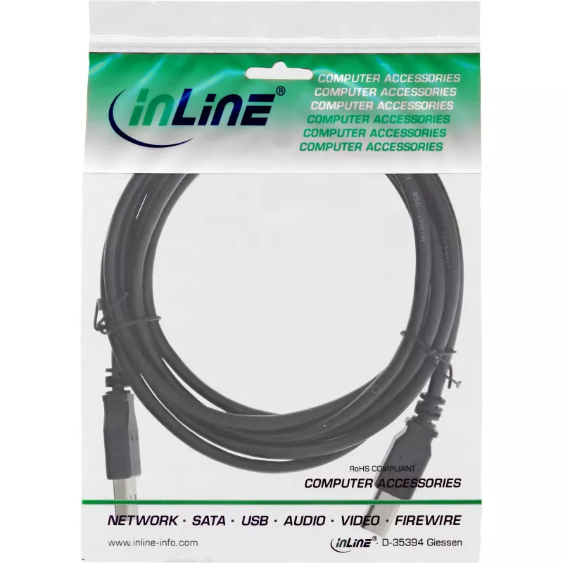 InLine καλώδιο USB 2.0 Type-A αρσενικό / Type-B αρσενικό μαύρο 3m