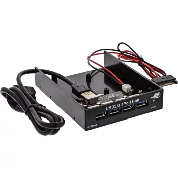 InLine 4-Port USB 3.0 Panel-Hub για θήκη δισκέτας 3,5 ιντσών, μαύρο