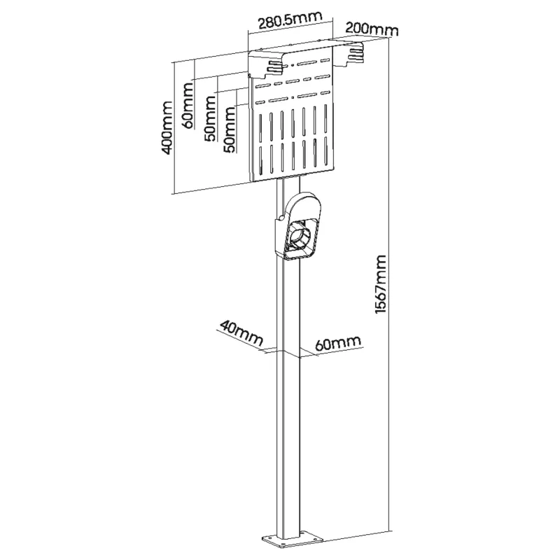 InLine Universal Wallbox-Ständer με βάση καλωδίου φόρτισης EV, μαύρο