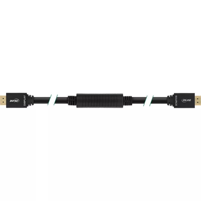 InLine καλώδιο High Speed HDMI με Ethernet, ενεργό, M/M, μαύρο, επιχρυσωμένες επαφές, 40 m