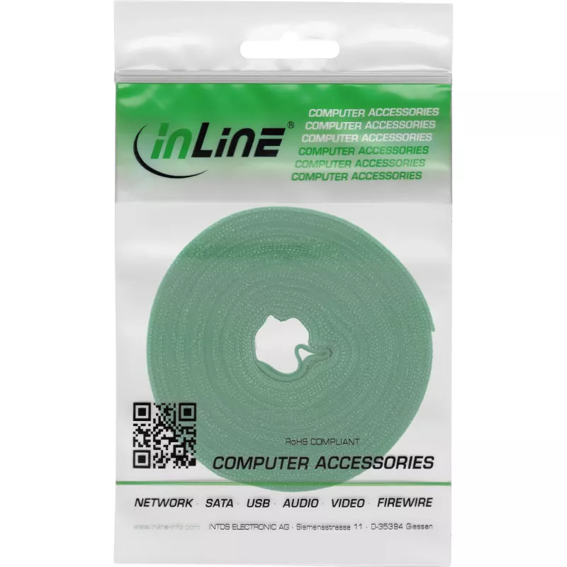 Δεματικό καλώδιο με Velcro InLine ταινία 16 mm, 10 m, πράσινο