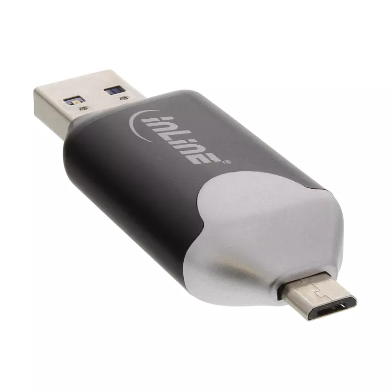 InLine USB3.0 Dual Cardreader, USB A και Micro-USB 2.0 για SDXC και microSDXC