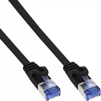 Επίπεδο patch καλώδιο InLine Cat.6A U/FTP, RJ-45–RJ-45, 1 m, μαύρο