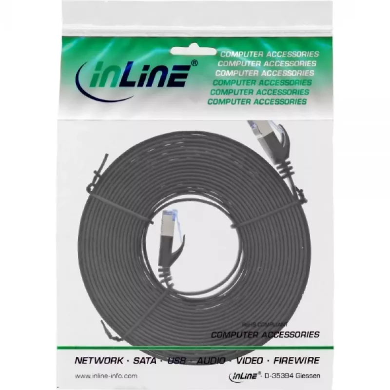 InLine επίπεδο patch καλώδιο, U/FTP, Cat.6A, μαύρο, 5 m