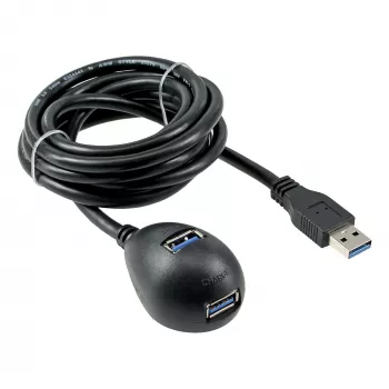 InLine καλώδιο USB 3.2 Gen.1 USB Type A βύσμα αρσενικό / A υποδοχή θηλυκή + τροφοδοσία, με βάση, μαύρο, 1 m