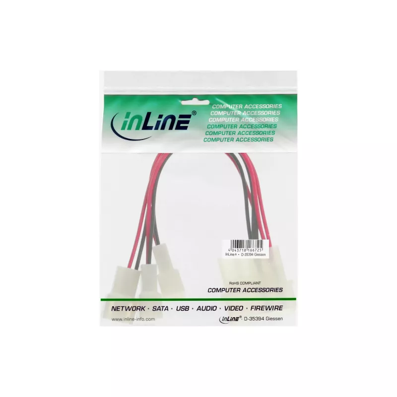 InLine Καλώδιο προσαρμογέα ανεμιστήρα PC 12V / 5V για έως 3 ανεμιστήρες 33005A