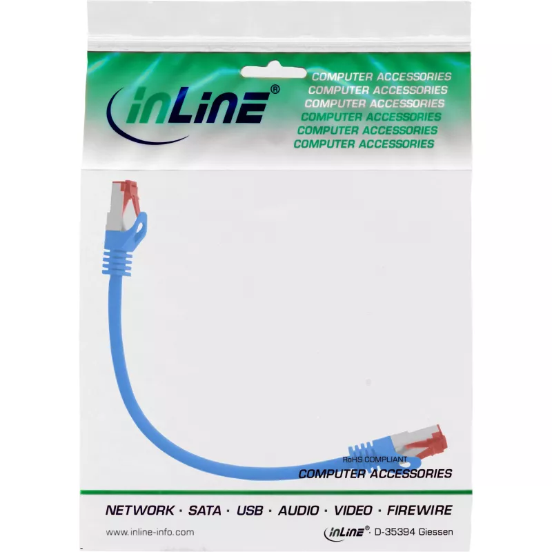 InLine Καλώδιο δικτύου S/FTP PiMF Cat.6 250MHz PVC χαλκός μπλε 0,3m