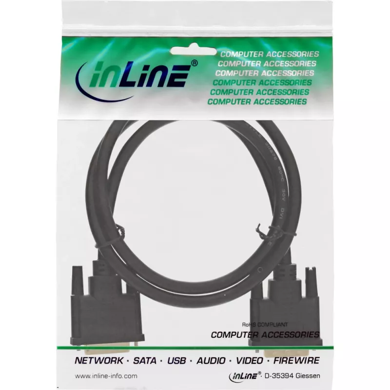 InLine καλώδιο DVI-D, Premium, 24+1 M/M, Dual Link, επιχρυσωμένο, 2m