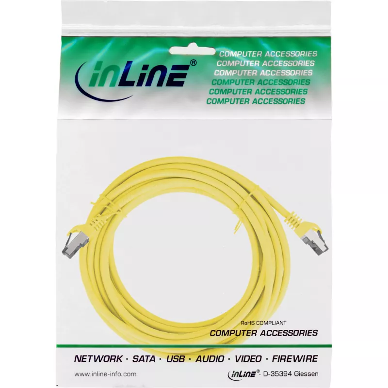 InLine Patchkabel, S/FTP (PiMf), Cat.8.1, 2000MHz, χωρίς αλογόνα, κίτρινο, 5m