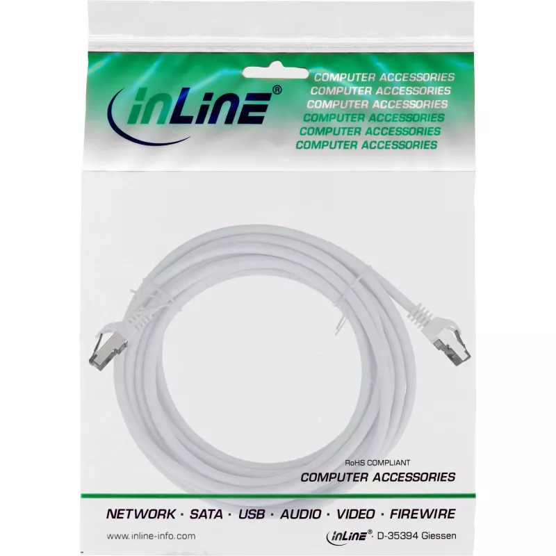 InLine Patchkabel, S/FTP (PiMf), Cat.8.1, 2000MHz, χωρίς αλογόνα, λευκό, 5m