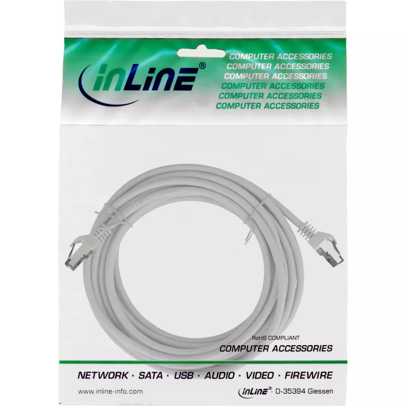 InLine Patchkabel, S/FTP (PiMf), Cat.8.1, 2000MHz, χωρίς αλογόνα, γκρι, 15m