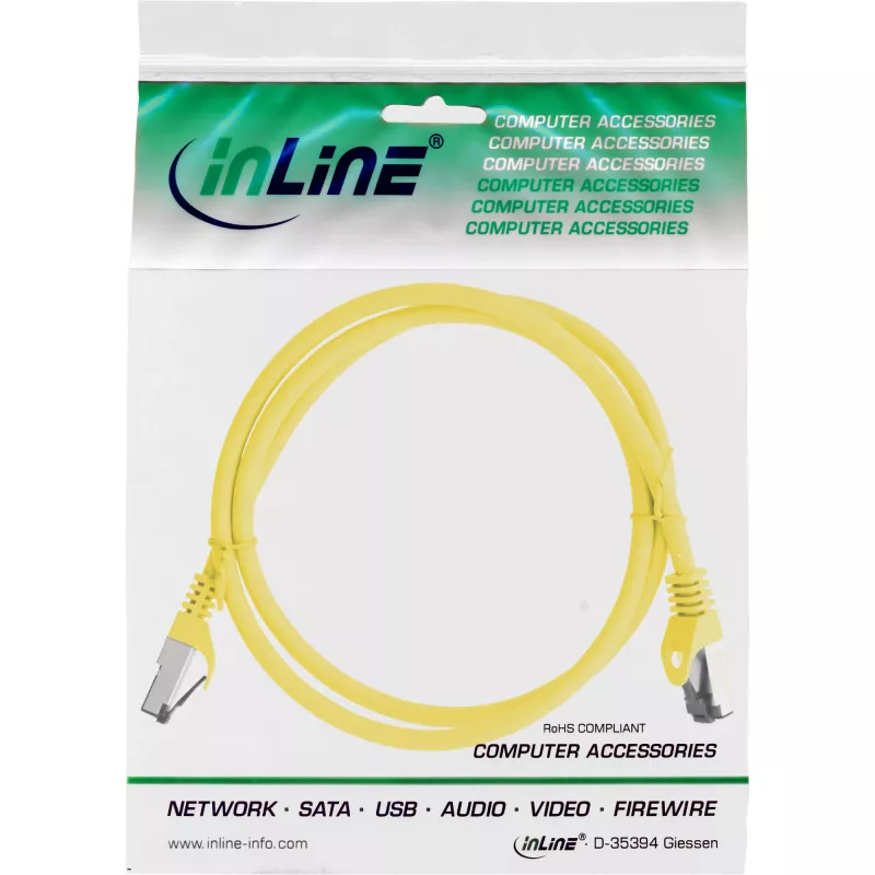 InLine Patchkabel, S/FTP (PiMf), Cat.8.1, 2000 MHz, χωρίς αλογόνα, κίτρινο, 1 m
