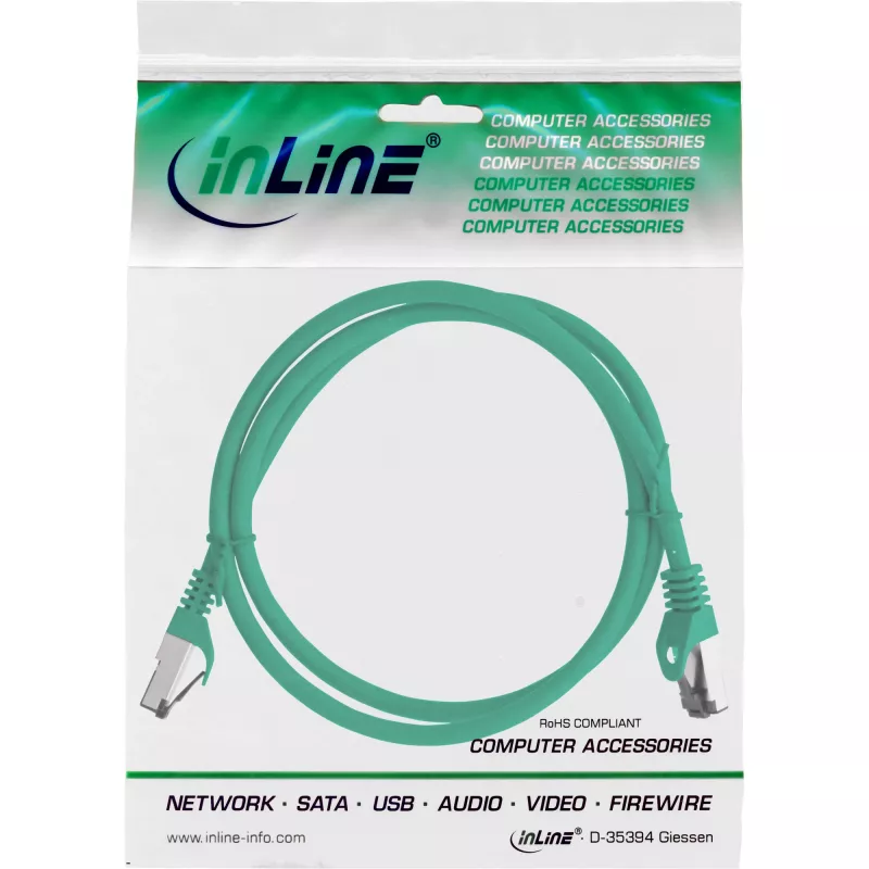 InLine Patchkabel, S/FTP (PiMf), Cat.8.1, 2000MHz, χωρίς αλογόνα, πράσινο, 1m