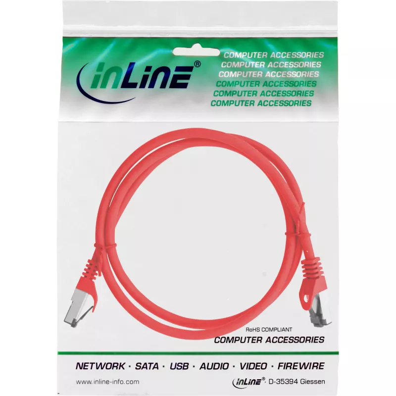 InLine Patchkabel, S/FTP (PiMf), Cat.8.1, 2000MHz, χωρίς αλογόνα, κόκκινο, 2m
