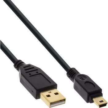 InLine καλώδιο USB 2.0 Mini, βύσμα Type-A / βύσμα Mini-B (5 ακίδων), μαύρο/χρυσό, 5 m