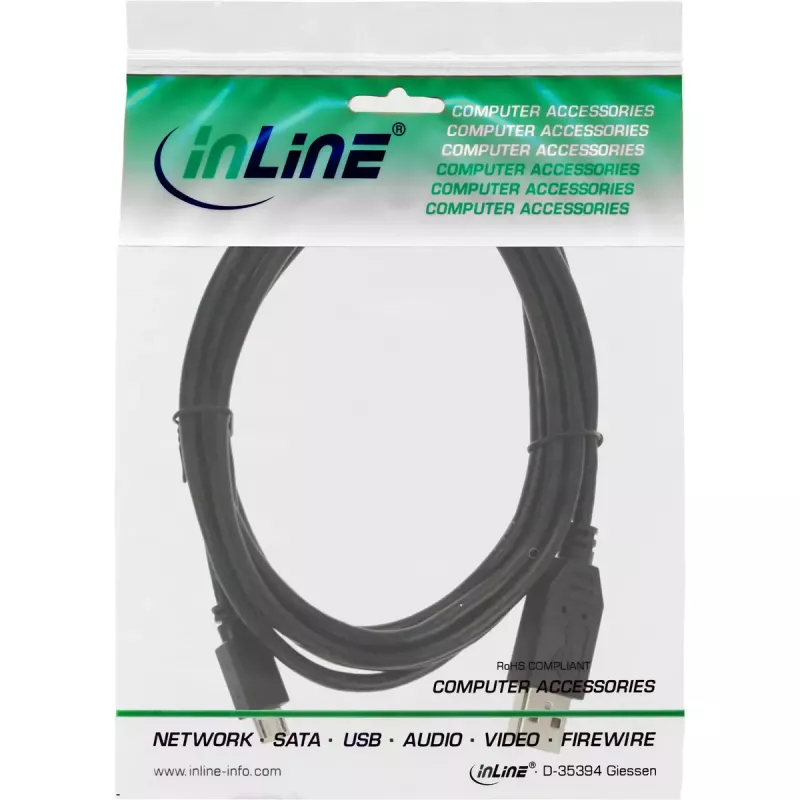 InLine καλώδιο Micro USB 2.0, βύσμα USB Type-A / βύσμα Micro-B, μαύρο, 5 m