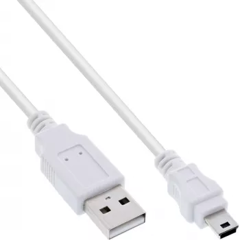 InLine καλώδιο USB 2.0 Mini, βύσμα Type-A / βύσμα Mini-B (5 ακίδων), λευκό, 1 m