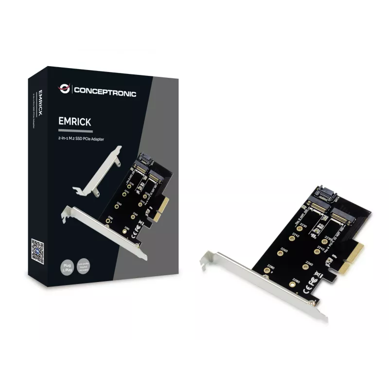 Conceptronic EMRICK 2-in-1 M.2 SSD PCIe προσαρμογέας SATA AHCI NVMe