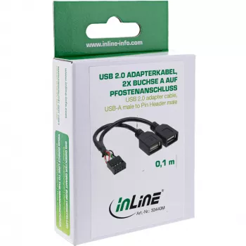 InLine καλώδιο προσαρμογέα USB 2.0 εσωτερικό 2x υποδοχή USB Type-A / header μητρικής