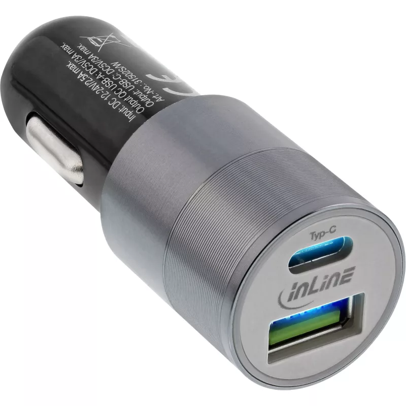 InLine φορτιστής αυτοκινήτου USB τροφοδοτικό Quick Charge 3.0, μαύρο