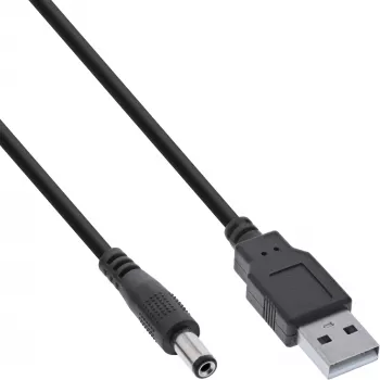 InLine καλώδιο προσαρμογέα, βύσμα USB-A σε βύσμα DC 5,5x2,10mm, μαύρο, 1m