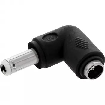 Προσαρμογέας DC InLine 5,5×2,5 mm γωνιακό βύσμα αρσενικό–υποδοχή θηλυκή, είσοδος 5 V, εσωτερικό, μαύρο