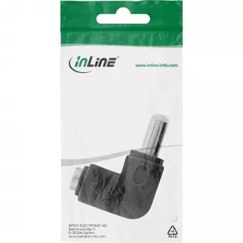 Προσαρμογέας DC InLine 5,5×2,5 mm γωνιακό βύσμα αρσενικό–υποδοχή θηλυκή, είσοδος 5 V, εσωτερικό, μαύρο