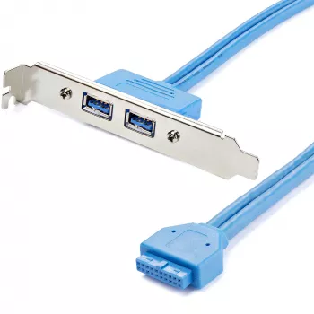 StarTech.com προσαρμογέας πλάκας υποδοχής 2 θυρών USB 3.0-A, IDC, USB 3.2 Gen 1 (3.1 Gen 1), μπλε, ανοξείδωτο ατσάλι, 0,5 m, CE, REACH, 500 mm