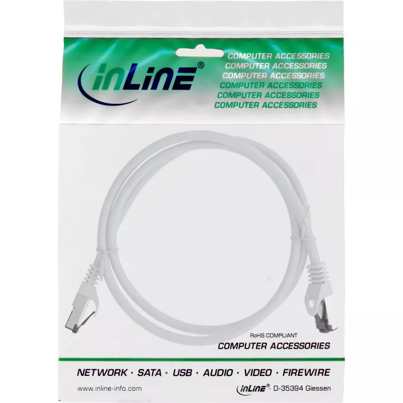 InLine Patchkabel, S/FTP (PiMf), Cat.8.1, 2000MHz, χωρίς αλογόνα, λευκό, 1m