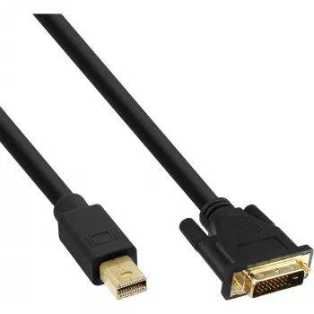 InLine καλώδιο Mini DisplayPort αρσενικό σε DVI-D 24+1 αρσενικό, μαύρο/χρυσό, 2m