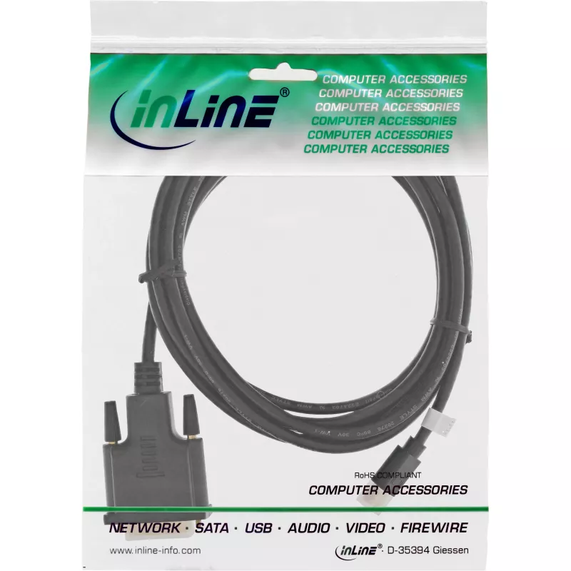 InLine καλώδιο Mini DisplayPort αρσενικό σε DVI-D 24+1 αρσενικό, μαύρο/χρυσό, 0,5m