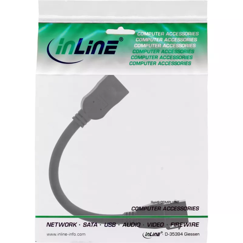 InLine καλώδιο προσαρμογέα HDMI Keystone 4K/60Hz, HDMI A θηλυκό/θηλυκό, μαύρο, 0,2m