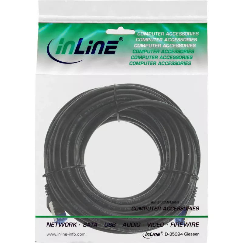 InLine Patch καλώδιο, Cat.6A, S/FTP, TPE εύκαμπτο, μαύρο, 25 m