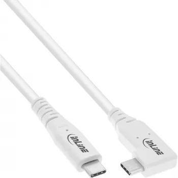 InLine καλώδιο USB4, USB-C, μονόπλευρα γωνιακό, PD 240W, 8K60Hz, TPE, λευκό, 2m