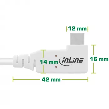 InLine καλώδιο USB4, USB-C, μονόπλευρα γωνιακό, PD 240W, 8K60Hz, TPE, λευκό, 2m