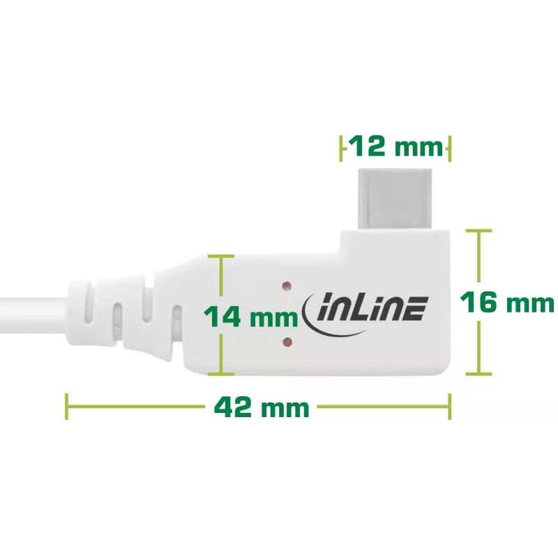 InLine καλώδιο USB4, USB-C, μονόπλευρα γωνιακό, PD 240W, 8K60Hz, TPE, λευκό, 2m