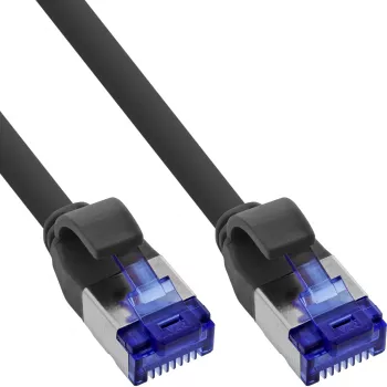 InLine λεπτό Patch καλώδιο, Cat.6A, S/FTP, TPE (LSZH) εύκαμπτο, PoE, μαύρο, 2m