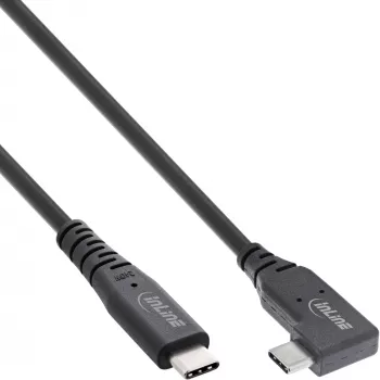InLine Καλώδιο USB4, USB-C, μονόπλευρα γωνιακό, PD 240W, 8K60Hz, TPE, μαύρο, 1m