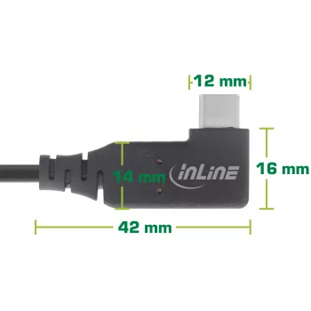 InLine Καλώδιο USB4, USB-C, μονόπλευρα γωνιακό, PD 240W, 8K60Hz, TPE, μαύρο, 0,5m