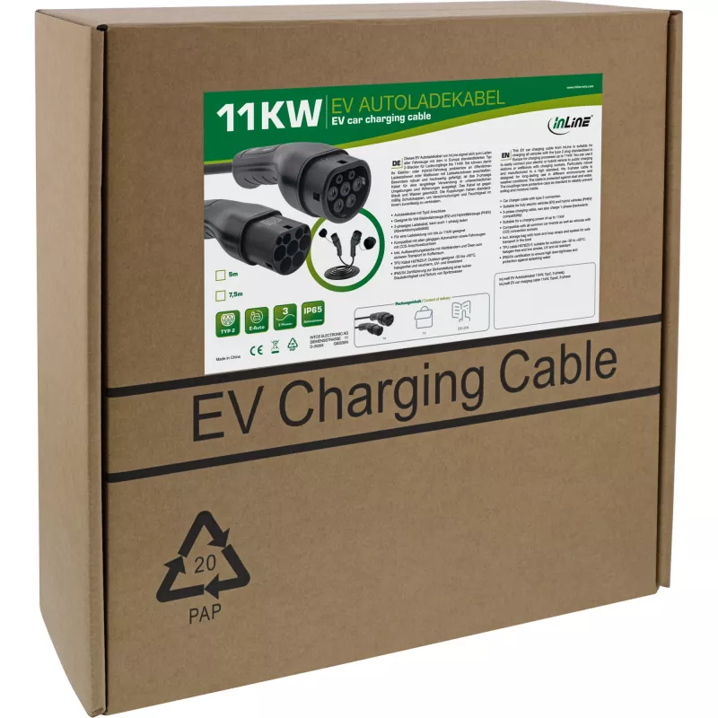 InLine Καλώδιο φόρτισης EV 11kW Type2, 3 φάσεων, 7,5m