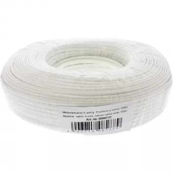InLine Καλώδιο Modular 4-κλωνο flat λευκό 100m ρολό